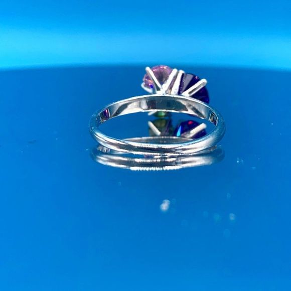 Sterling Silver and Cubic Zirconia Three-Stone Ring - Picture 5 of 9